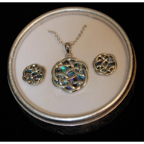 Silver Paua Necklace & Earring Set