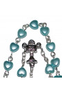 Beautiful Aqua Blue Heart Rosary Beads with Free Aqua Blue Gift Box - Perfect First Rosary, Communion or Confirmation Present