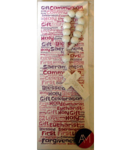 Girls First Communion Bookmark & White Single Decade Rosary Set - Gorgeous 1st Holy Communion Double Sided Bookmark and Mini Rosary Set - Ideal Keepsake Gift