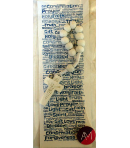 Boys Confirmation Bookmark & White Single Decade Rosary Set - Gorgeous Confirmation Double Sided Bookmark and Rosary Gift - Ideal Keepsake Present - Catholic Christian Methodist Anglican Christianity