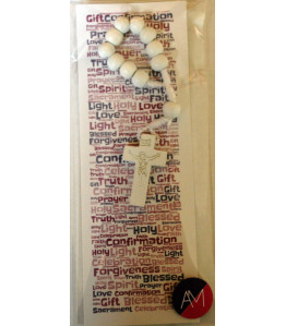 Girls Confirmation Bookmark & White Single Decade Rosary Set - Gorgeous Confirmation Double Sided Bookmark and Rosary Gift - Ideal Keepsake Present - Catholic Christian Methodist Anglican Christianity
