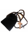 Beautiful Dark Brown Wood Corded Rosary Gift Set - Includes Dark Brown Wooden Five Decade Rosary and Velvet Feel Drawstring Bag - Perfect for a Car or Travel Rosary - Suitable for Men or Women