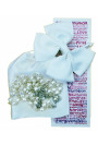Gorgeous Girls First Communion Gift Set - Set includes: Beautiful White Heart Rosary Beads, White Satin Drawstring Bag, White Hair Bow and 1st Communion Bookmark - Ideal Keepsake Gift