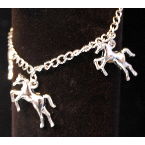 Girls Silver Horse Charm Bracelet