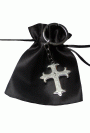 Gorgeous Silver coloured Cross Key Chain and FREE Black Satin Drawstring Bag