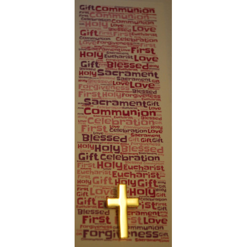 Girls Communion Bookmark & Gold coloured Cross Pin Badge Set - Gorgeous Communion Double Sided Bookmark and  Cross Lapel Brooch Pin Badge Gift - Ideal Keepsake Present - Catholic Christian Methodist Anglican Christianity