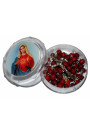 Our Lady Rosary Red Wooden Rose Scented Beads in Plastic Gift Box